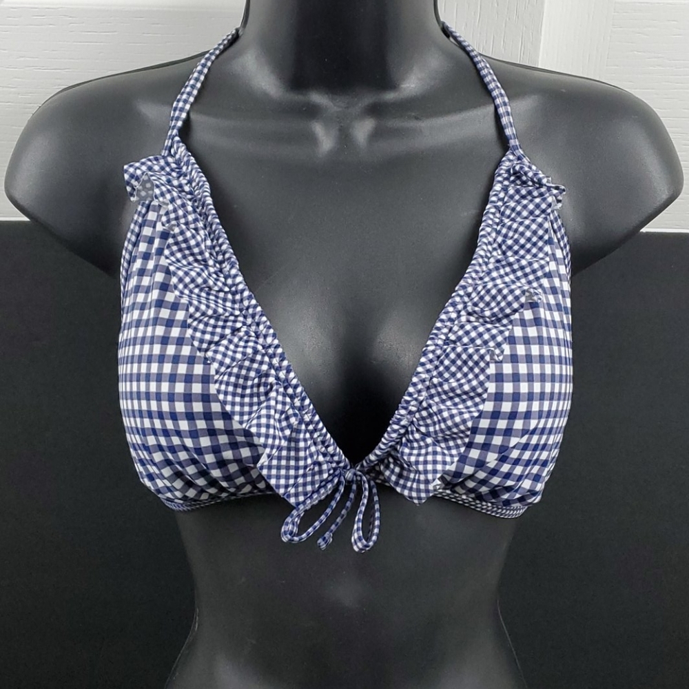 Gapbody Blue & White Checkered Bikini Top - XL